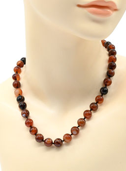 Бусы из сардоникса шарик 10мм, 44см