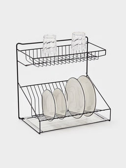 Посудосушитель настольный с поддоном, 38,5*38,5*24 см, цвет черный
