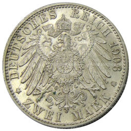 2 марки 1906 года F Германия (Вюртемберг)