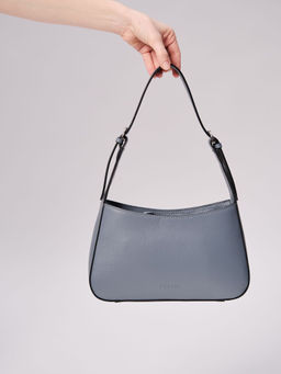 Сумка кожаная багет Deboro 31046 серый