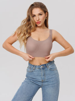 Топ бесшовный бескаркасный с вкладышами Lingeamo мокко ВТ-02 (18)  фото 10