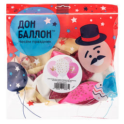 Шар (12''/30 см) С Днем Рождения! (короны) Ассорти, кристалл, 5 ст, 25 шт.