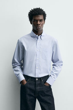 Рубашка Zara CAMISA ESTRUCTURA RAYAS в полоску
