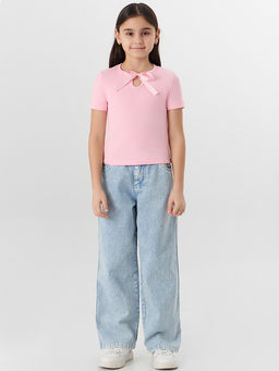 Футболка для девочек розовая с декоративным бантиком - Mark formelle фото 3