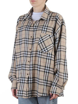 C501 BEIGE Рубашка женская оверсайз (95% хлопок, 5% спандекс)