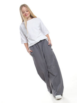 Брюки со стрелками для девочки подросткам 22-2010 серый джинс - Mini maxi фото 6