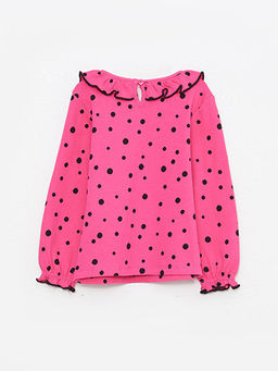 Bisiklet Yaka Puantiyeli Uzun Kollu Pamuklu K?z Bebek Ti??rt - Waikiki фото 2