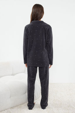 Trendyolmilla Lacivert Puantiyeli Hayvan Bask?l? Polar K?sl?k Orme Pijama Tak?m? THMAW24PT00176 фото 15