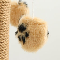 Когтеточка с тремя игрушками, 35 х 35 х 53 см, бежевая с черными лапками - Пижон фото 7