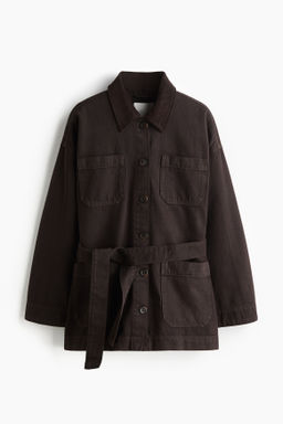 Chaqueta denim con cintur?n de anudar