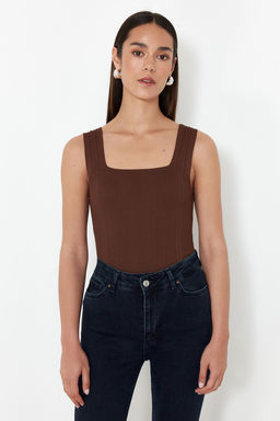 Tas-Kahverengi Basic Ikili Paket Top Ince Bluz TWOSS24BZ00623