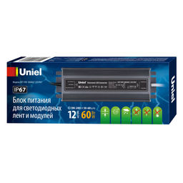 UET-VAF-060A67 12V IP67 Блок питания ультратонкий, 60Вт. Металлический корпус. TM Uniel