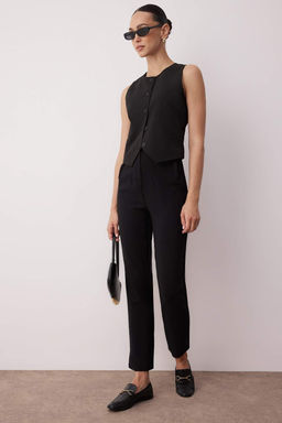 TRENDYOLMILLA Siyah Cigarette Kal?p Pensli Yuksek Bel Bilek Boy Dokuma Kumas Pantolon TWOSS20PL0515 фото 12