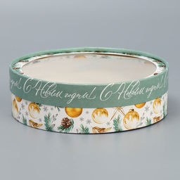 Коробка новогодняя для макарун тубус с окном «С Новым годом», 20×20×5 см