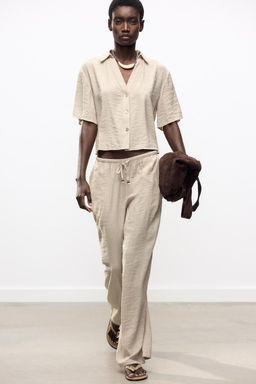 WIDE-LEG TROUSERS WITH ELASTIC WAISTBAND - Zara фото 13