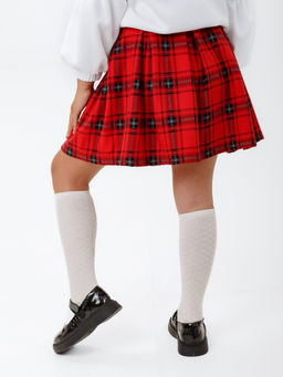 Юбка Татьяна, цвет Красный-клетка крупная, 78%х/б,16%пэ,6%л - 5+ фото 3