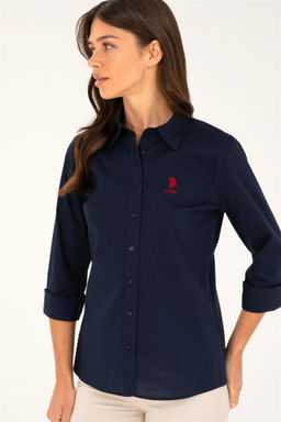 U. S. Polo Assn / Женская базовая рубашка темно-синего цвета с длинным рукавом
