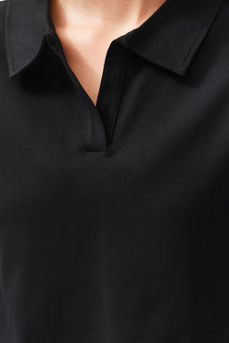 TRENDYOLMILLA Ekru %100 Pamuk Polo Yaka Regular/Normal Kal?p Orme T-Shirt TWOSS24TS00075 фото 5