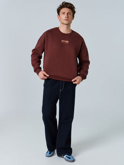 Теплый свитшот мужской коричневый с начесом и художественным принтом - Mark formelle фото 2