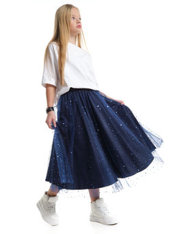 Юбка пачка длинная из фатина 22-7608 черный/зол. звезды - Mini maxi фото 25