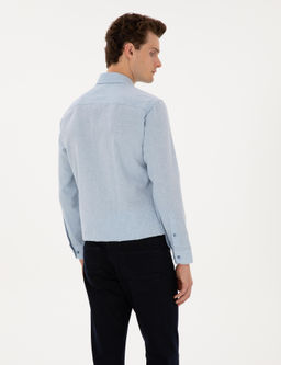A__k Mavi Flanel Dokulu Slim Fit Uzun Kollu G_mlek - Pierre cardin фото 5