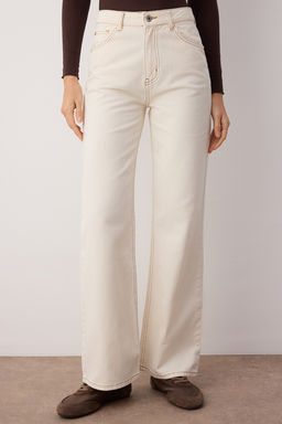 TRENDYOLMILLA Ekru Yuksek Bel Wide Leg Jeans TWOAW24JE00274  фото 3