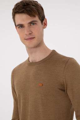 Erkek Slim Fit Bisiklet Yaka Haki Melanj Kazak - U.s. polo assn фото 2