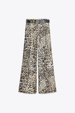 WIDE SATIN TROUSERS WITH BELT