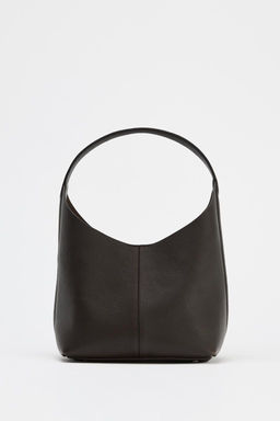 GRAINED EFFECT LEATHER BUCKET BAG - Zara фото 3