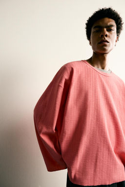 CAMISETA RELAXED FIT MANGA LARGA / Coral - Zara фото 7