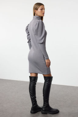 Siyah Fitted/Vucuda Oturan Mini Esnek Orme Elbise TWOAW25EL00357 - Trendyolmilla фото 10