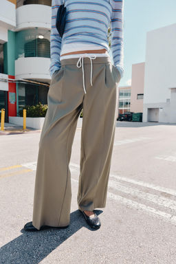 WIDE LEG TROUSERS WITH DOUBLE WAISTBAND - Zara фото 4