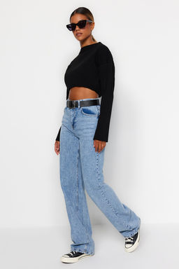 Ac?k Mavi Yuksek Bel Wide Leg Genis Paca %100 Pamuk Non-Stretch Jeans TWOAW24JE00074