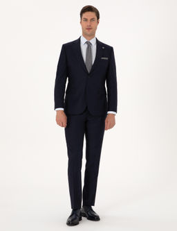 Lacivert Slim Fit Tak_m Elbise