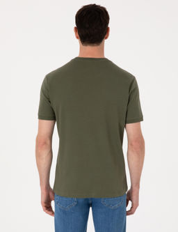 Haki Regular Fit %100 Pamuk Bisiklet Yaka Basic T-shirt