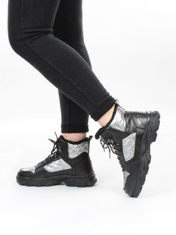 2222-3 BLACK Ботинки зимние женские
