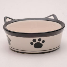 Миска для кошек керамическая Пижон Подмигивающий кот 200 мл 114.8 см, бело-черная фото 5