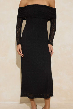 Siyah Dantel Astarl? S?k/Gece Maxi Elbise TPRAW26EL00164