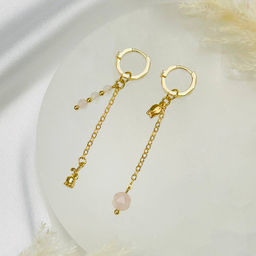 Серьги длинные из Розового кварца