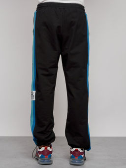 Широкие спортивные штаны трикотажные мужские черного цвета 12903Ch - Mtforce фото 3