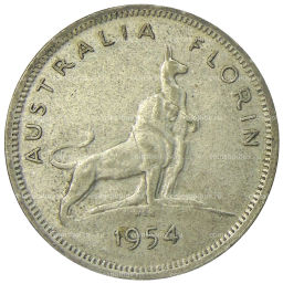 1 флорин (2 шиллинга) 1954 года Австралия  Королевский визит Елизаветы II