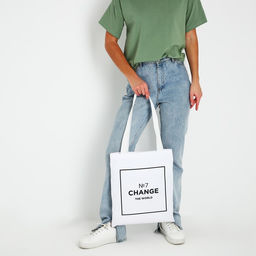 Сумка шопер Измени мир 35х0.5х40 см, отд без молнии, без подклада, белая - Nazamok фото 2