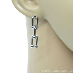 Серьги "Цепи" 8*36мм, цв.серебристый, 7г