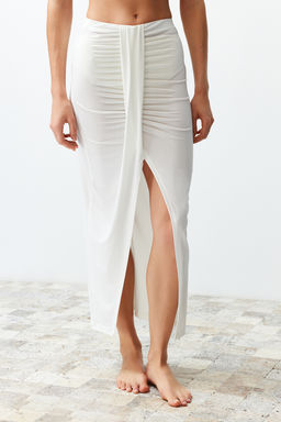 Plaj Giyim Ekru Dokuma Maxi Etek TBESS23ET00021