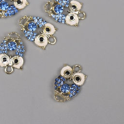 Цена за 5 шт. Подвеска из металла «Сова» со стразами, золото 2.1×3×0.4 см