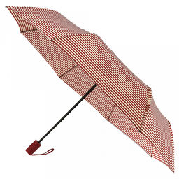 Зонт автомат Полоски ткань эпонж (полиэстер) с деколью, 8 лучей, д/купола 95см h56см, 3 сложения, 28см в сложенном виде, механизм против ветра, ручка с покрытием soft-touch, цвет красно-ванильный, 309гр (Китай)