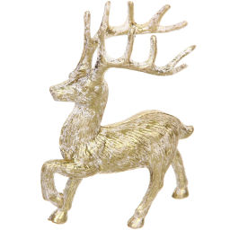Цена за 2шт. Фигурка новогодняя "Зимний олень" 9.5*4.5*12 см, Золото/белый