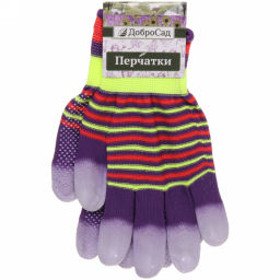 Цена за 12 шт. Перчатки нейлоновые "Аурэль" с ПВХ покрытием облив пальцев и точкой, мультицвет 8 р-р ДоброСад