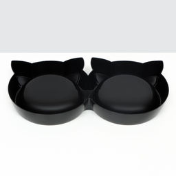 Миска двойная Кошка 27 х 14 х 13,5 см, черная - Пижон фото 4