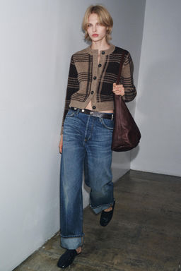 CHECK KNIT CARDIGAN